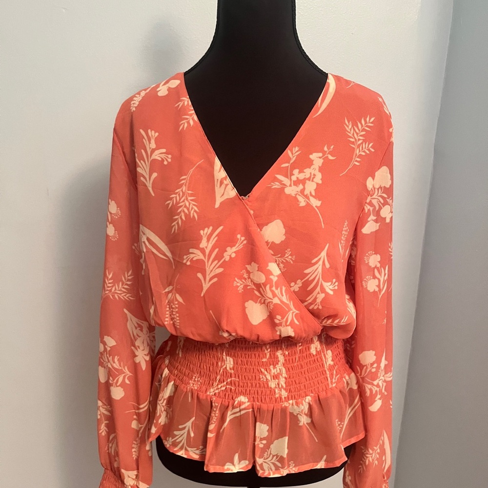 Japna Coral Floral Blouse